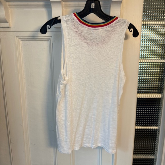 Goldie women’s Rainbow Ringer Sleeveless Top Tank Shirt Size Small - Picture 5 of 11